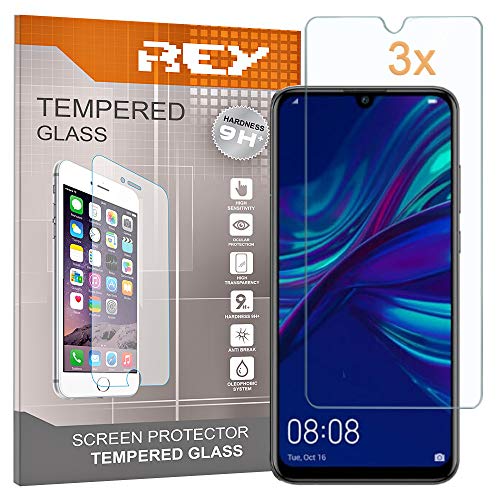 REY 3X Protector de Pantalla para Huawei P Smart Plus 2019 - P Smart 2019 - Honor 10 Lite, Cristal Vidrio Templado Premium