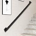 3ft Black Iron Hand Railing, Sturdy Safety Staircase Handrails Wall Mount, 500lbs Load Capacity Industrial Iron Railing Pipe Handrail for Indoor Stairs, Outdoor Deck Loft Porch, Non-Slip and Rust