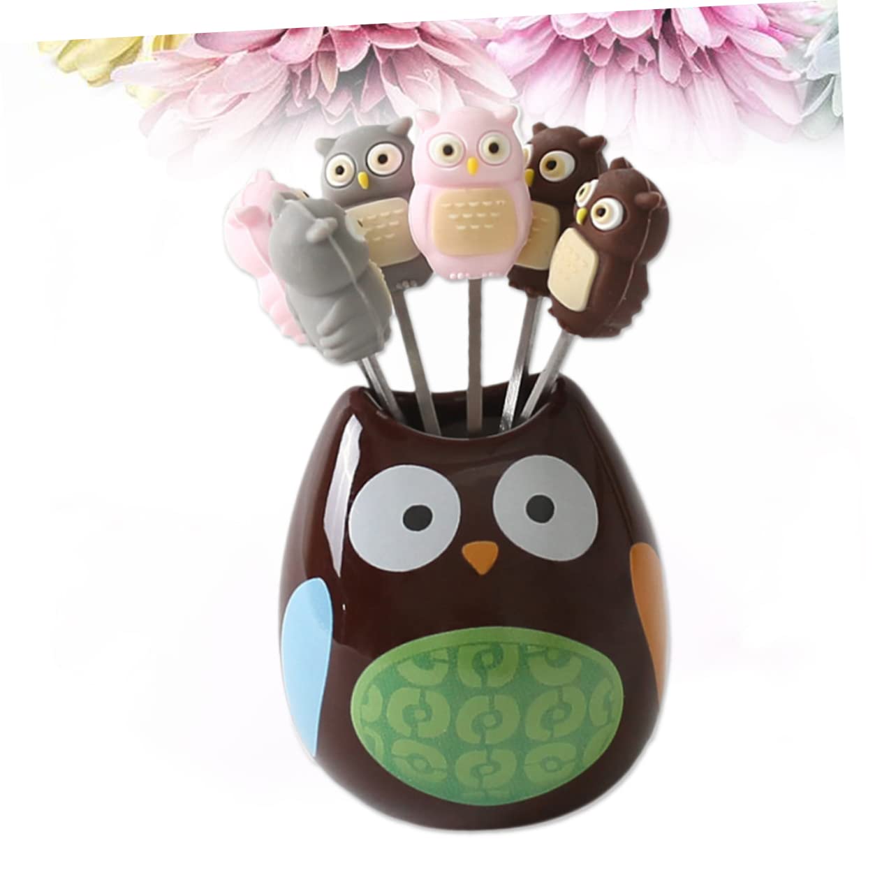 TOPBATHY 21piezas Tenedores De Acero Inoxidable Con Diseño De Búho De Frutas y Postres Para Niño Niña Incluye Soporte Para Tentempiés y Decoración De Hogar