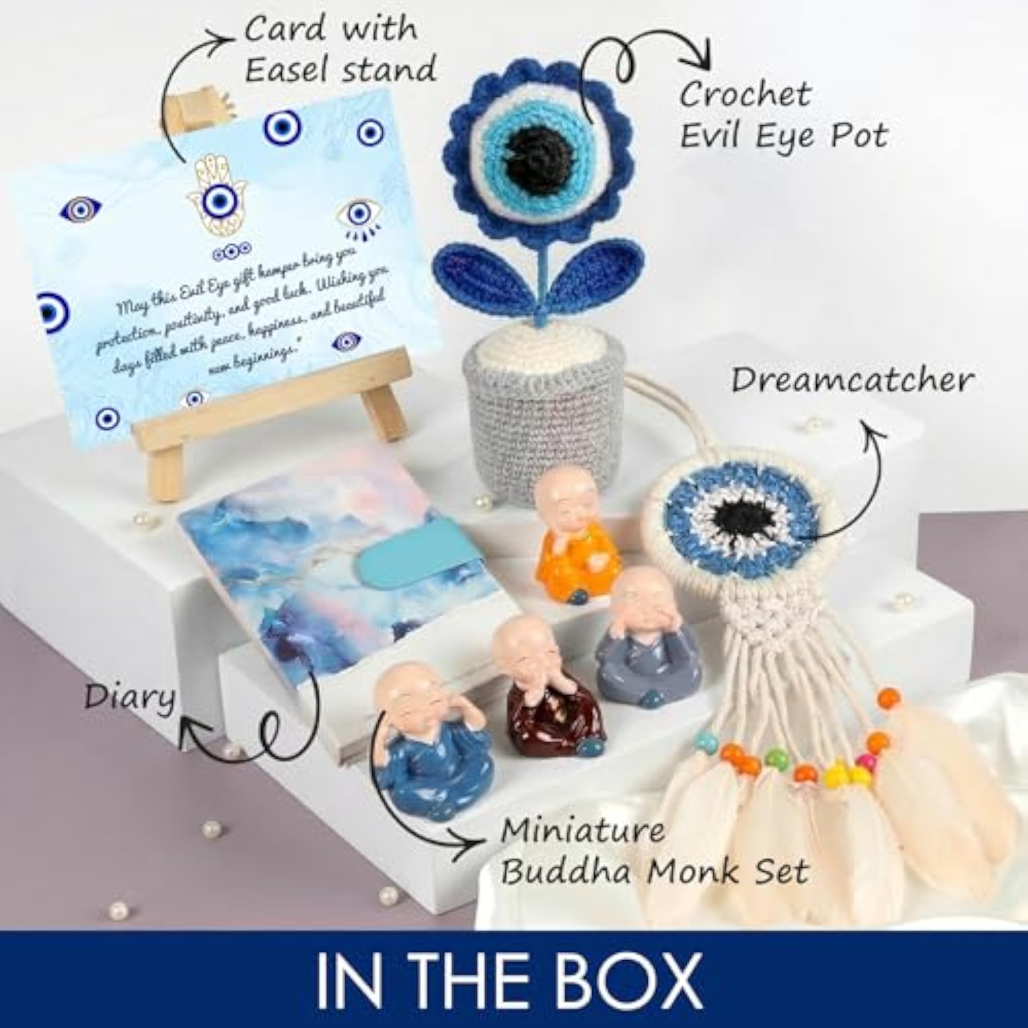 Evil Eye Gift Hamper Set with Crochet Pot and Dreamcatcher