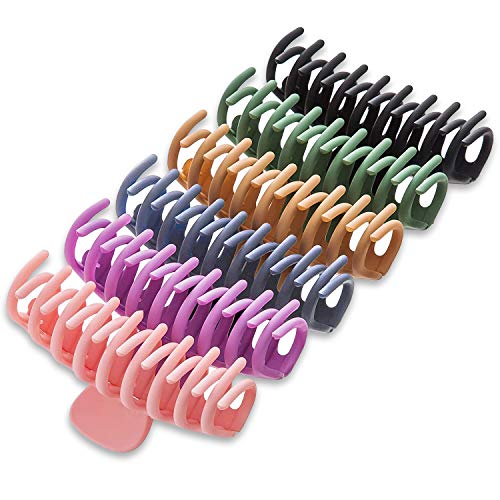 Big Hair Claw Clips 4.3 Inch Nonslip Large Claw Clip for Women and Girls Thin Hair, Strong Hold Hair Clips for Thick Hair, 6 Color Available (6 Packs)