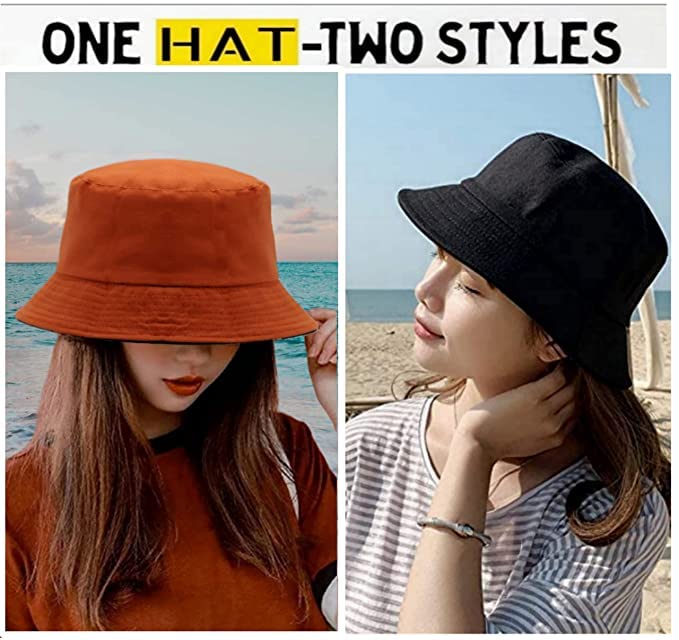 FY LANEBucket Hat for Women Men Teens Reversible Summer Beach Sun Hat Packable nisex Cotton Bucket Rust 2