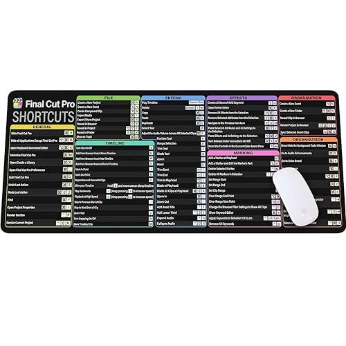 Image of Final Cut Pro Shortcuts Cheat Sheet Mouse Mat KMH Mouse Pad for Mac Users Editors Creators, Large Desk Mat, Producer Mousepad, Essential Computer Accessories for Study, Work, and Reference Purposes