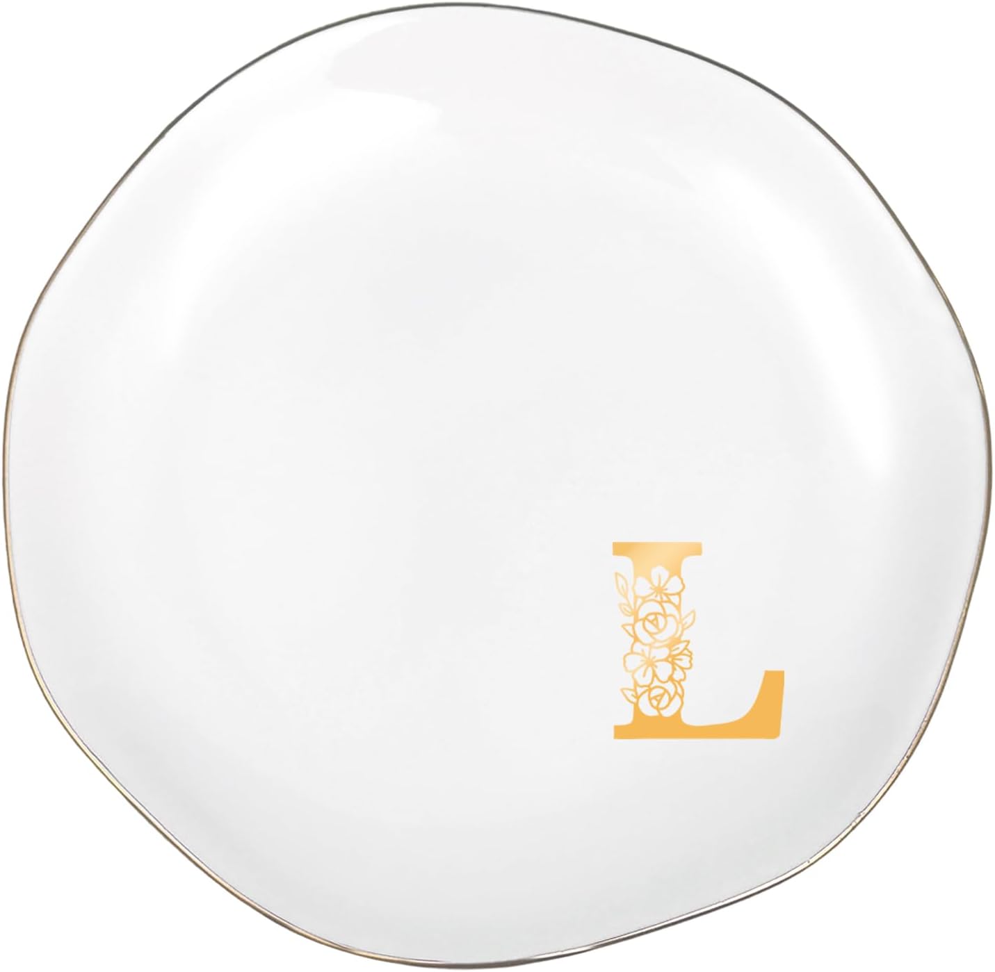 Bliceon Initials Ring Dish Jewery Tray with Personalized L Monogrammed, Decorative Trinket Dish for Rings Earrings Necklaces Bracelet Watch Keys, Women Wife Friend Birthday Wedding Christmas Gifts