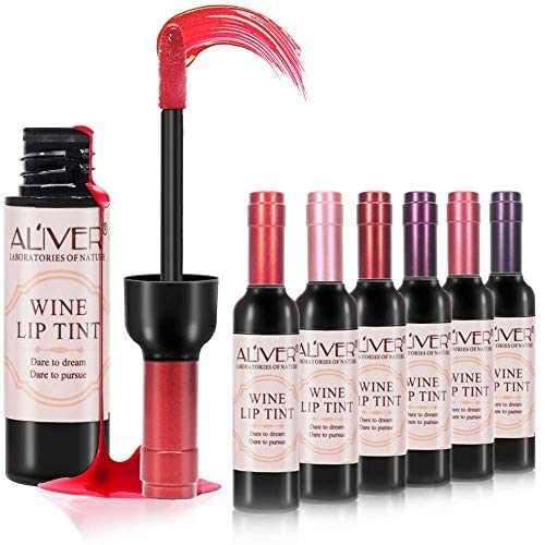 Barra de Labios - 6 Colores Lápiz Labial Líquido Acabado Mate Brillo de Labios Estilo de Vino Tinto Impermeable Pintado de Labios para Dama Cover