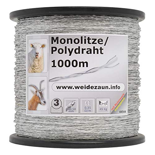 VOSS.farming 1000 m Hilo de Nylon Transparente, 3mm con Conductores de Acero 2x0,50