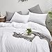 Houseri King Size Comforter Set - Solid White Tufted Bedding - Boho Jacquard Pattern - All White Shabby Chic - Plain Farmhouse Style - King Size Comforter, Quilt, Blankets