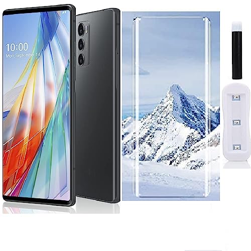 Image of BLACKSHEEP Tempered Glass Design for LG Wing 5G Advanced Border Less Full Edge to Edge UV Screen Protector and Easy Installation Kit (Pack of 1)