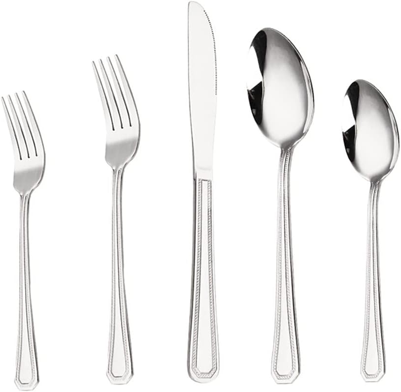 Cutlery Set, Stainless Steel Flatware Set,transparent plastic， Spoon Knife and Fork Set,50-Piece Set of Retro Cutlery Set Kitchen Silverware Tableware Main Stainless Steel Knife and Fork Spoon Commerc