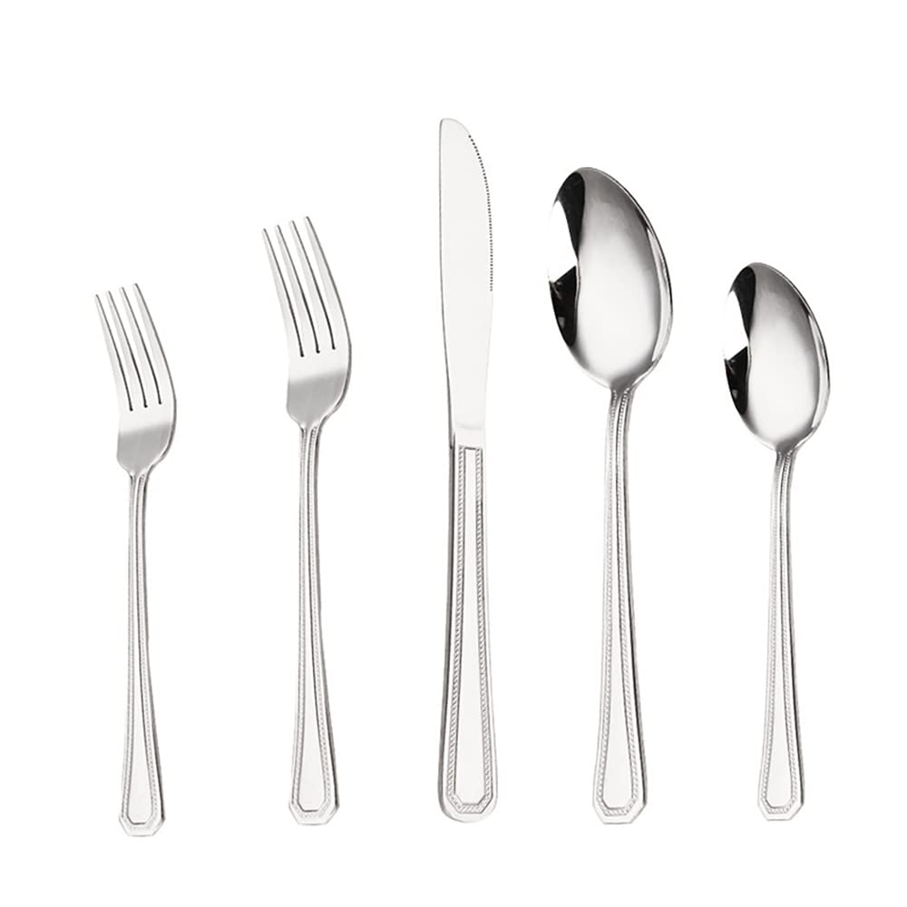 Juego de cubiertos, juego de cubiertos de acero inoxidable, plástico transparente, juego de cuchara, cuchillo y tenedor, juego de cubiertos retro de 50 piezas, cubiertos de cocina, vajilla principal d