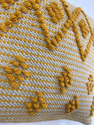 Image of TIB Premium Boho Decorative Throw Cushion Covers, 16 x 16 cm, Set of 2, Cotton. (Mustard Abstract)