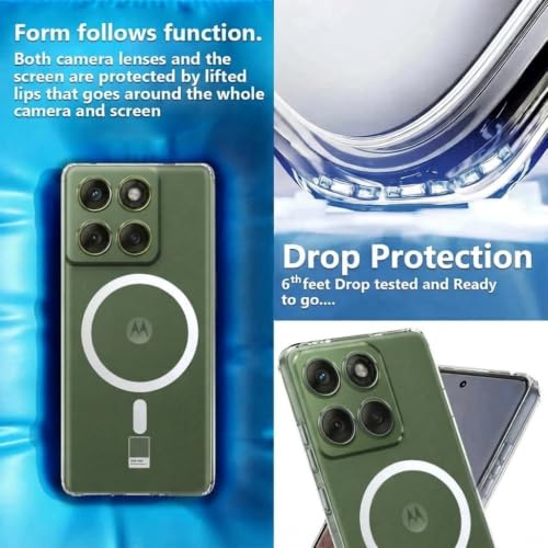 Image of DIZORO Crystal Clear Magnetic Compatible with Motorola Moto Edge 70 Back Cover case with Anti-Yellow (Compatible with Magsafe) Anti-Scratch | Shockproof Transparent Cover