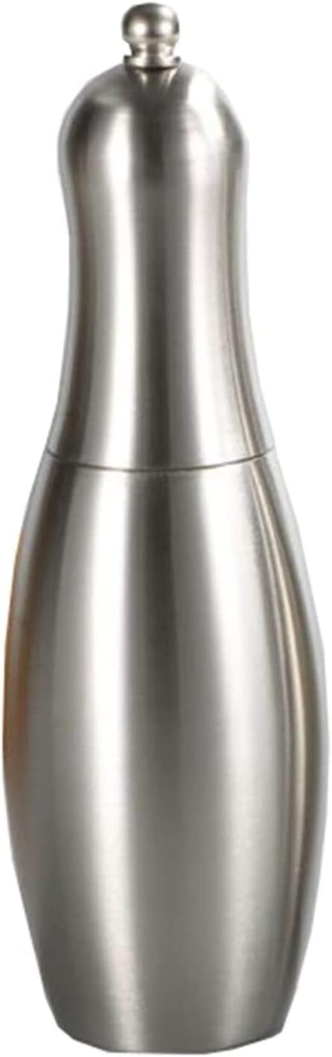 Refillable Pepper Mill Salt And Pepper Grinder，Refillable Stainless Steel Shakers With Adjustable Coarse Mills Salt Peppercorn Shakers, 20.5*4.4cm, Silver