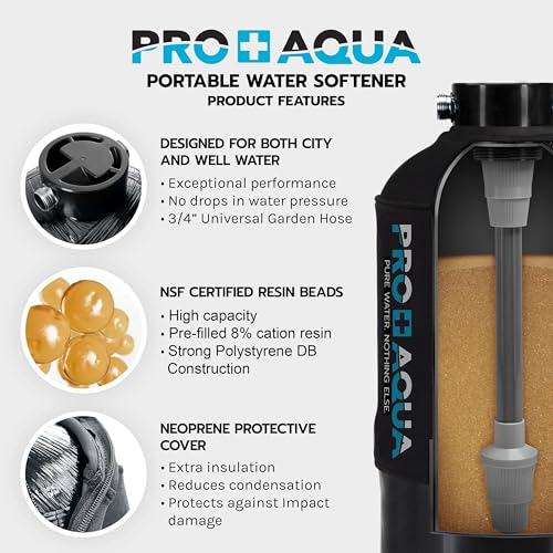 Image of PRO+AQUA 16,000 Grain Portable Water Softener for RV, Trailers, Boats, Mobile Car Wash, Pressure Wash - Protects Water Systems