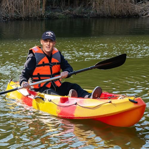 Image of PioneerWorks Kayaks, Sit On Top Fishing Kayak with Front Storage Well, Fishing Kayak with Paddle for Adults, Capacity of 308LBS, Hard Shell Recreational Kayak Boat