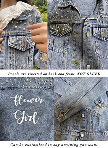 Personalized Girls' Jean Jacket with Pearls - Toddler & Flower Girls' Gift for Wedding4
