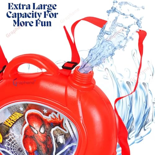 Image of GRAPHENE 8L Red Holi Pichkari Water Gun Back Holding Water Tank Pichkari for Kids High Pressure &100 Balloons Water Spray Pistol Gun Summer Fun Boy Girl