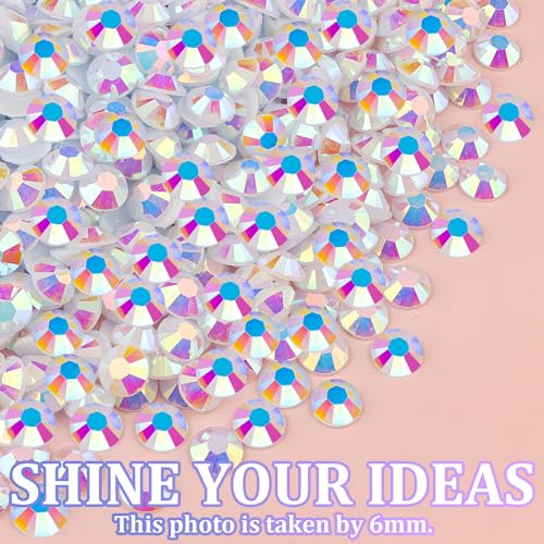 Image of 25000Pcs Resin Rhinestones for Crafting, White AB 2-6mm Mixed Sizes Non Hotfix Flatback Gems with 1Pcs Glue, Bedazzling Crystal for DIY Craft Clothing Mugs Tumblers Shoes Fabric Decor Nail Art