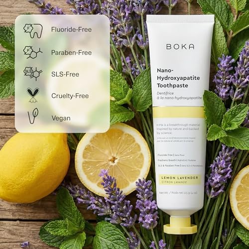 Image of Boka Fluoride Free Toothpaste, Nano Hydroxyapatite Toothpaste, Appropriate for Sensitive Teeth - for Adult Oral Care - Lemon Lavender Flavor, 4 Fl Oz 1Pk