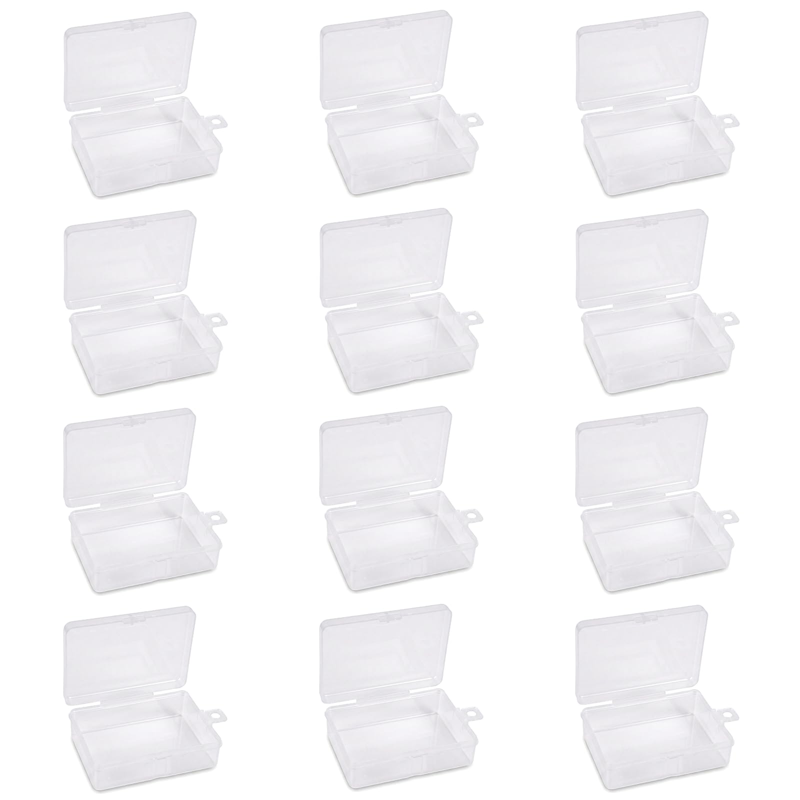 12PCS Transparent Storage Case, Square Empty Clear Plastic, Rectangular Clear Plastic Storage Containers Box, Transparent White Mini Plastic Boxes, for Beads,Jewellery and Craft Items(6.8x5x2.3cm)