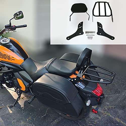 COPART Abnehmbare Beifahrer-Rückenlehne Sissy Bar für Kawasaki Vulcan S 650 VN650 2015-2019 (mit Gepäckträger, Schwarz, Stahl, Kunstleder)