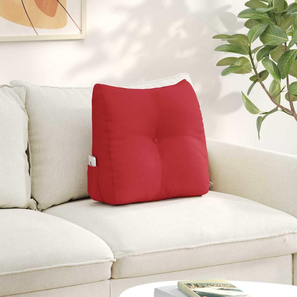 Cojín lumbar de tela roja 45 x 24 x 50 cm, cojín lumbar ergonómico con relleno de poliéster para oficina, sofá, cama, sillón y silla de ruedas, soporte de columna vertebral y postura