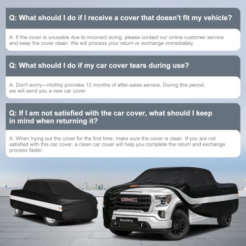 Image of 10 Layers Truck Cover Waterproof All Weather Custom Fit GMC Sierra 1500(2002-2026)Double /Extended /Crew Cab Short Bed, Outdoor Full Exterior Pickup Car Cover Sun Rain Snow Ice Protection. Black
