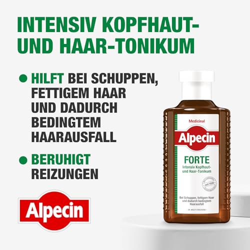 Alpecin Medicinal FORTE Tonikum - 3 x 200 ml - Wirksam gegen Schuppen und Haarausfall, Lindert Kopfhautjucken, Beruhigt Irritationen, Ideal bei fettigem Haar, mit Salicylsäure und