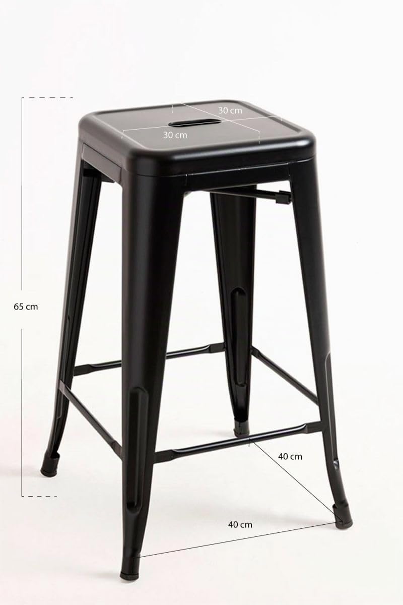 Regalos Miguel - Pack 2 Taburetes Torix Bajos 65 cm - Negro Mate