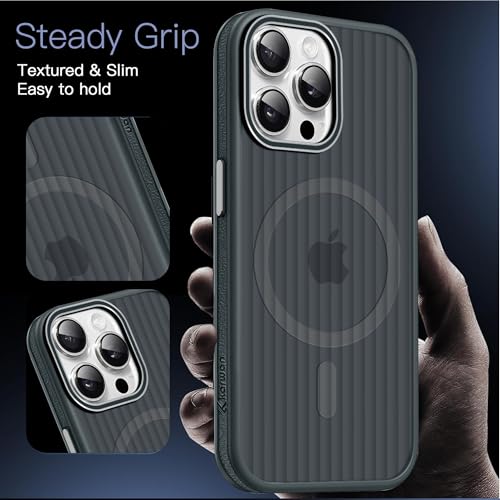 Image of KARWAN Polycarbonate Beam Magnetic Protective Cover Compatible with iPhone 15 Pro Camera & Body Protection|Anti Shock,Scratch Resistant|Precise Cutouts Modern Design|Wireless Charging (Grey)