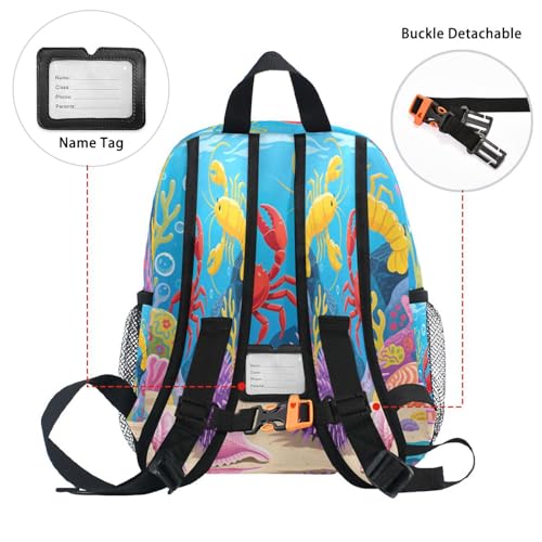Marine Creature Scene Big Kid Backpacks Bottle Pockets Kids Student Books Bag for Airplane M3