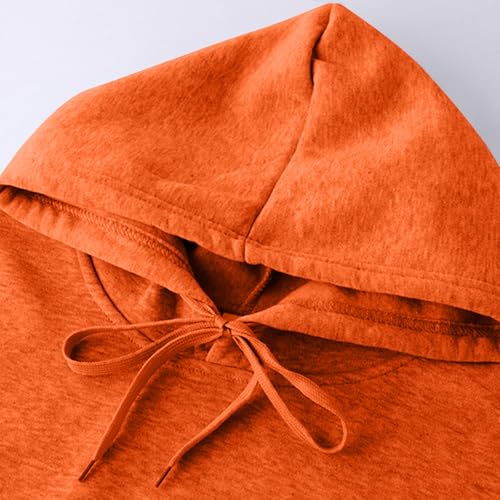 KOG Hoodie Damen Baumwolle Hooded Sweatshirt Einfarbig Sweatshirt mit Kapuze Elegant Bekleidung Teenager Mädchen Pullover Warm Oberteile Retro Casual Slim Fit Hoodies Orange L