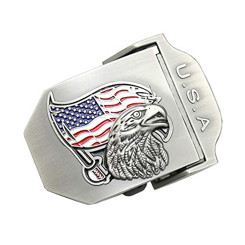 RTGGSEL Men's Outdoor 40mm 3D Animal Skull Relief Solid Metal Automatic Tactical Canvas Belt Buckle Replacement for Web Belt