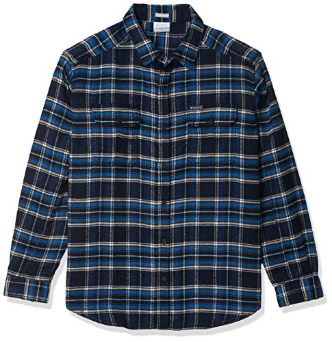 Columbia Men's Deschutes River Heavyweight Flannel, Collegiate Navy Plaid, Large