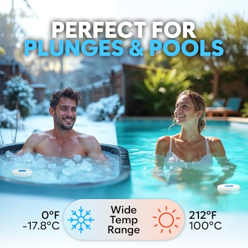 Image of Ice Bath Thermometer and Timer - Waterproof Floating Thermometer for Ice Bath & Pool - Patented Design with Accurate Reading & Improved Sealing - White