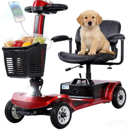 Image of Movcan S-02 4 Wheel Electric Mobility Scooter for Adults & Seniors, 419 LB Capacity,Up to 4 MPH 22 Miles Long Range, Foldable Electric Wheelchair for Travel with 360 Swivel Seat & UL Certified Safety