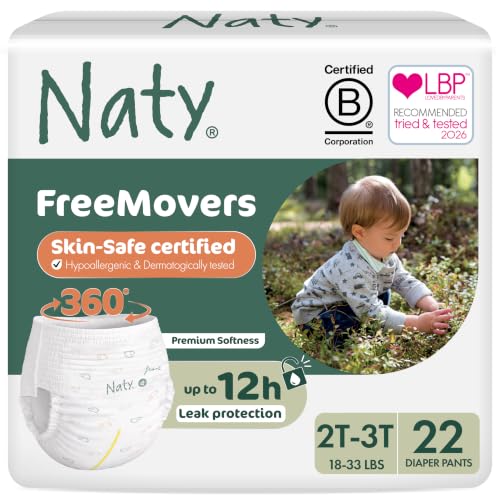 Naty FreeMovers Pull Up Training Pants, Size 4, 2T-3T, (18–33 lbs), 22 Ct.