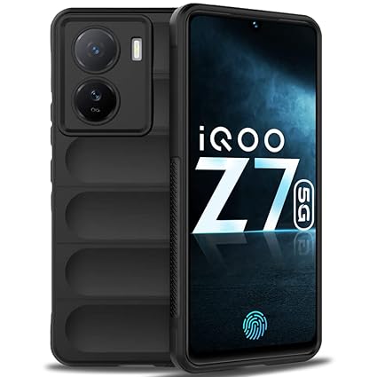 TheGiftKart Liquid Silicon Back Cover Case for iQOO Z7 / Z7s 5G | Military Grade Protection with Shockproof 10X Bumpers | Micro-Fibre Cloth On Inner Side | Anti-Slip Grip Built-in (Matte Black)