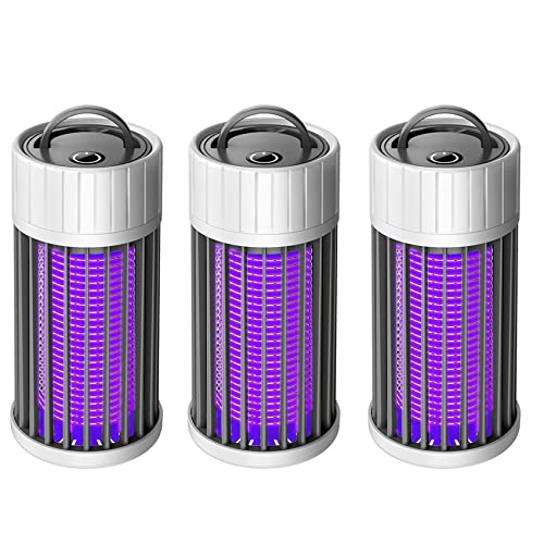 dissot 2X Trampa Atrayente de Plagas de Insectos Y Moscas para Insectos Y Linterna LED para Acampar, Recargable por USB/Solar, Trampas para Moscas de Insectos Gris