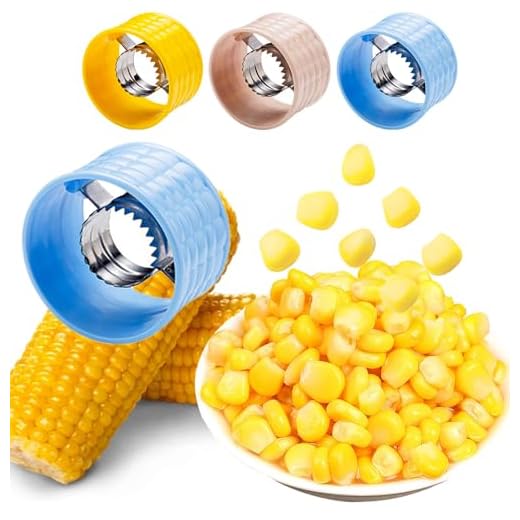 Manual Corn Kernel Remover - Stainless Steel Corn Stripper Tool for Effortless Kernel Removal（Blue)