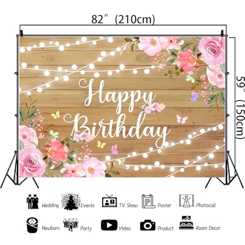 Save 23% on Pink Watercolor Birthday Backdrop with Glitter Lights - Image 5