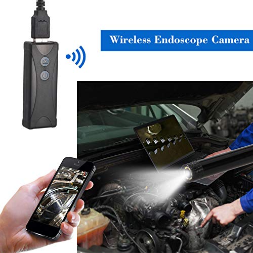 DECDEAL Câmera de endoscópio sem fio WiFi Inspeção por endoscópio 7mm 2.0MP HD Câmera de cobra de in