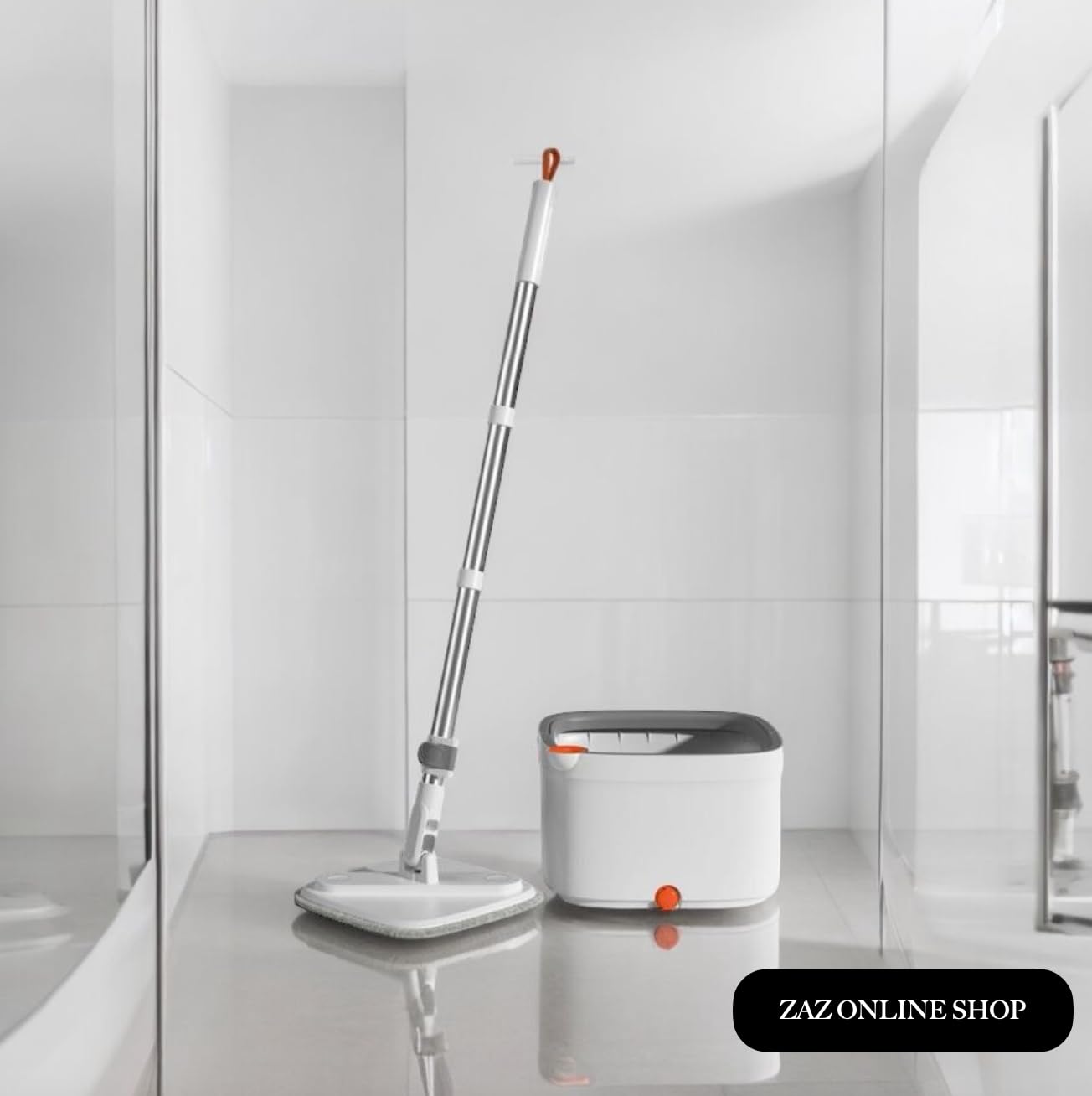 ZAZ Rotatory Spin Mop and Bucket Set con self Clean and Dirt Water Separation System, Self-Wringing 360° Rotating Square Mop Head for All kind of Floor Surfaces
