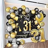 Happy 31st Birthday Balloons Gold Set Decor - Cheers to 31 Years Old Party Theme Garland Star Moon Banner Backdrop Decorations For Women and Men Supplies