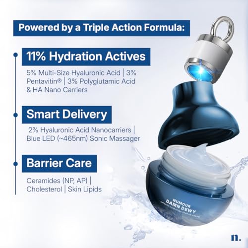 Image of Numour Hydration & Collagen Bundle | India's 1st Smart Jars with Red & Blue LED Therapy | 7% Hyaluronic Acid, Sonic Massage, Korean Collagen | Deep Hydration, Firming & Anti-Aging | All skin types