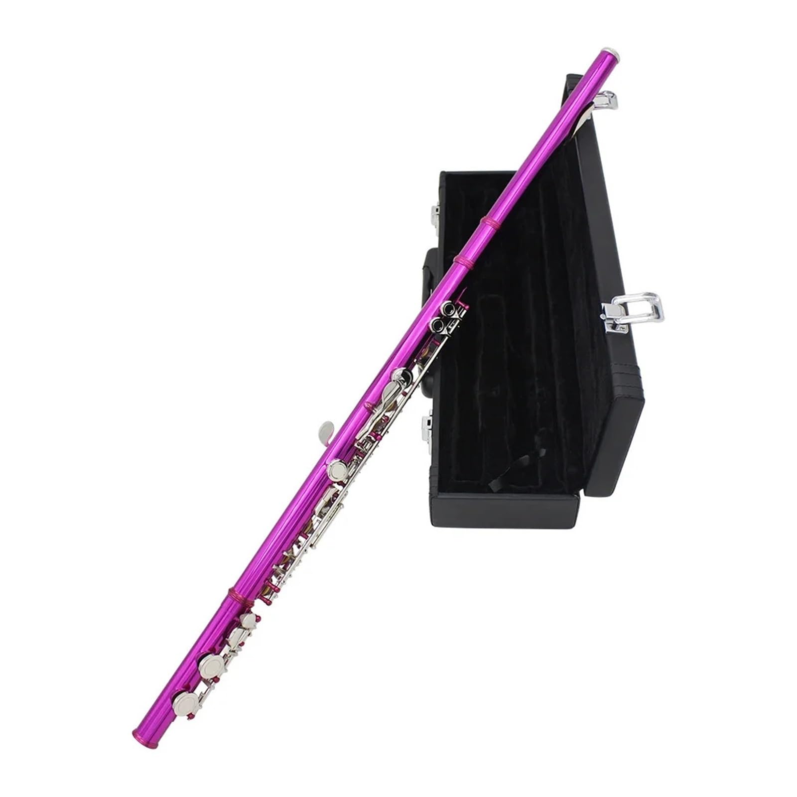 Flauto tono C a 16 fori rosa rosso con strumento a fiato chiave E Chiave chiusa Flauto a tubo in cupronichel con scatola Accessori musicali