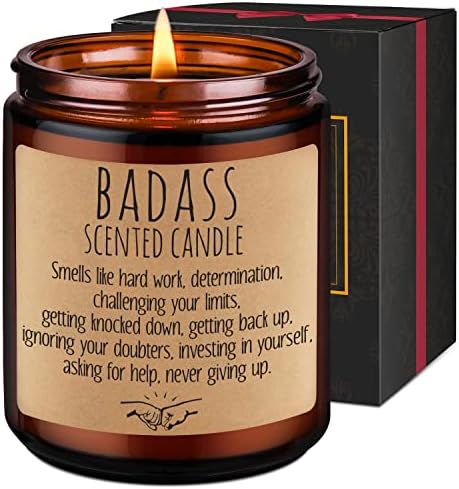 LEADO Badass Candle - Congratulations Gifts for Women, Men, Boss Lady Gifts, Proud of You, New Job, Promotion Gifts - Funny Birthday, Positive Affirmations, Mothers Day, Inspirational Gifts for Women