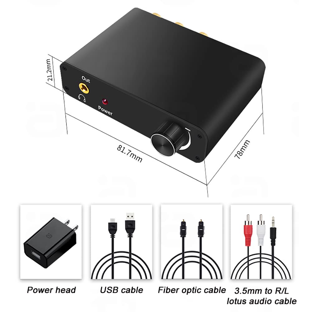 RSGK Decodificatore Audio 5.1, Alta fedeltà 192KHz_32bit, codice Sorgente coassiale in Fibra Ottica su Uscita Stereo, Supporto Formato Audio di decodifica DTS, AC3, LPCM, PCM