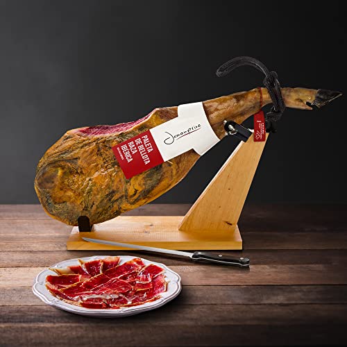 Pata Negra Schinken aus Eichelmast (Vorderschinken) 4-4.5 Kg + Schinkenhalter + Messer - Spanischer Iberico Schinken Bellota Jamonprive
