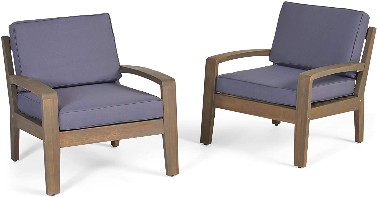 LSFH Unique Design True Innovations Eudo Accent Chair Armchair with Solid sagwan Wooden Frame Single Sofa Chair for Small Apartments, Living Room or Bedroom (Set of 2 Chars, Dark Grey)